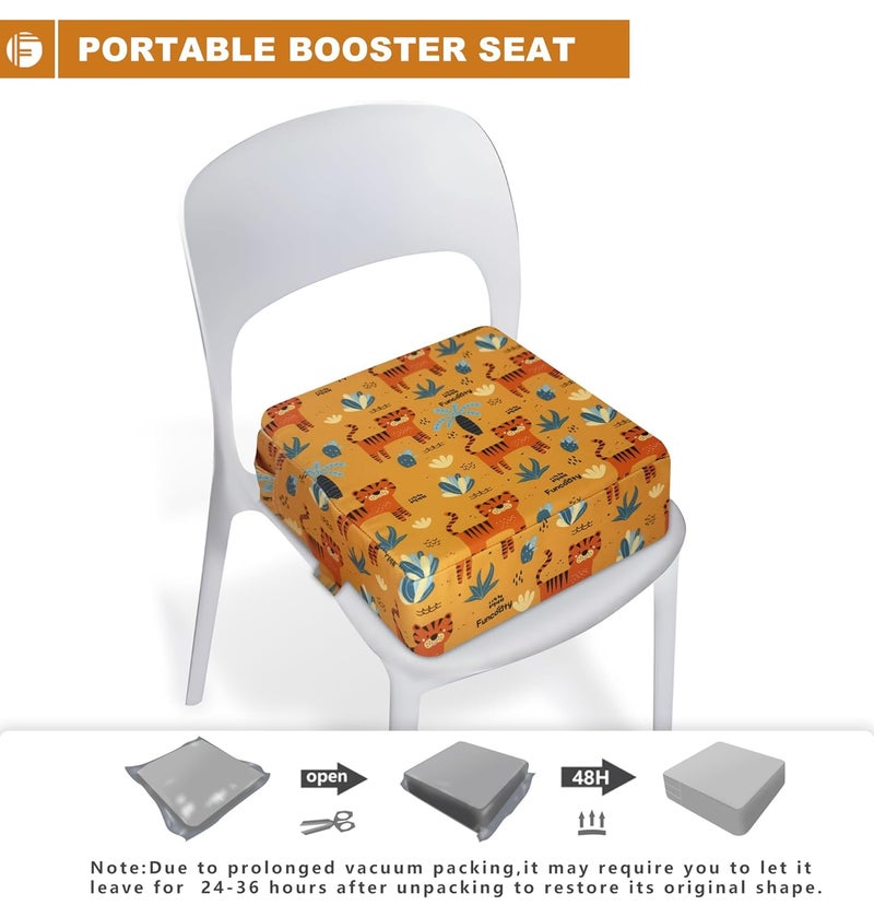 Funcority Toddler Booster Seat for Dining Table, Portable Booster Seat for Kitchen Chair, 4 Inch High-Density Foam Cushion with Adjustable Safety Straps and Non-Slip Bottom, Perfect for Kids Travel and Daily - Image 4